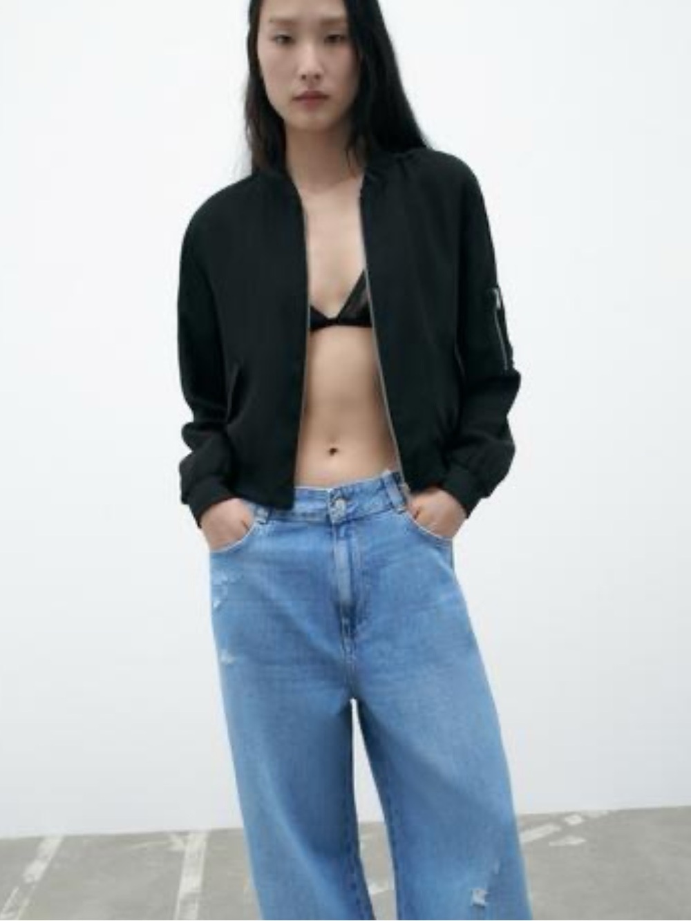 Zara Black Lightweight Bomber Jacket